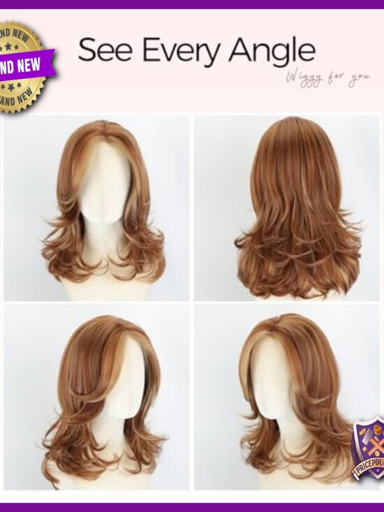 Medium Length Layered Synthetic Wig, Heat-Friendly Protein Fiber, Glueless main image 4